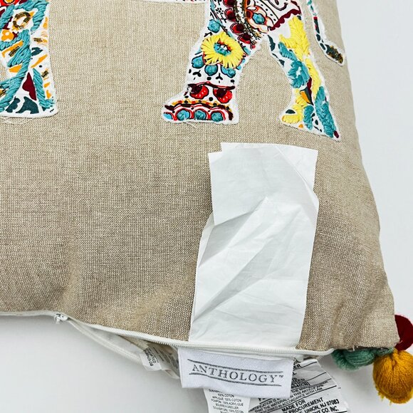 Anthology Elephant Embroidered Duck Down Square Throw Pillow - Picture 8 of 9